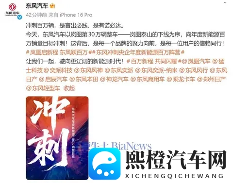 东风汽车:岚图第30万辆整车岚图泰山,今日下线-1