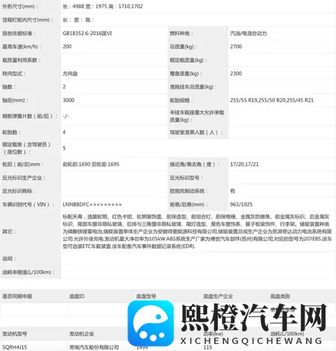 中大型SUV再添一猛将 星途ET7申报信息曝光-1