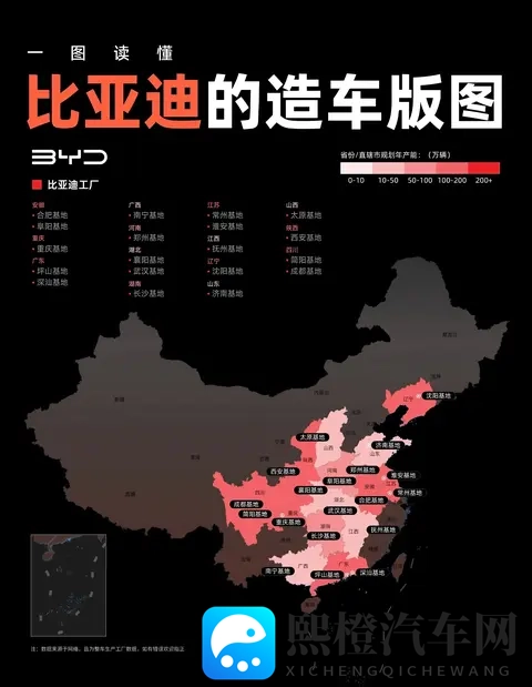 比亚迪19个生产基地,多个年产百万辆!-1