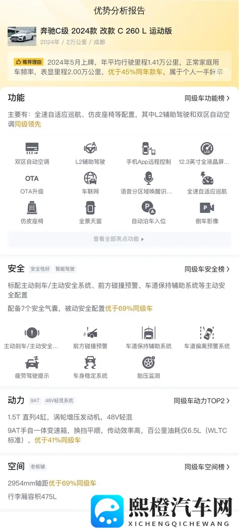 一手准新奔驰C级,24款C260L运动版,2万公里23万多拿下?-3