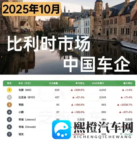 欧洲车市 比利时2025年10月:中国车企1620台-2